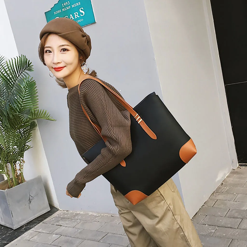 

2019 Square vintage black Women Shoulder Bag Tote Bag Sleek Minimalist Versatile Handbag college student Mochila Feminina HW