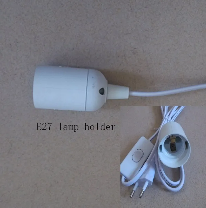 Подвеска E27 держатель лампы, Длина шнура питания 1.8 м, plug and play, круглый plug с переключателем, белый блеск E27 Base
