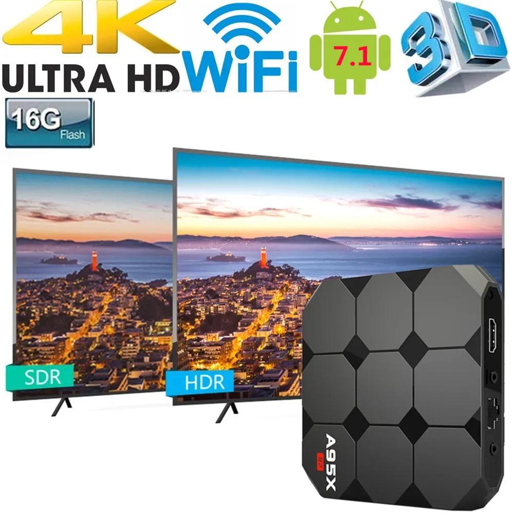 Приставка Смарт ТВ A95X R2 Android 7 1 Amlogic S905W 4 ядра H.265 HDR10 2 + 16 ГБ DLNA Wi Fi LAN|tv box amlogic|smart androidtv