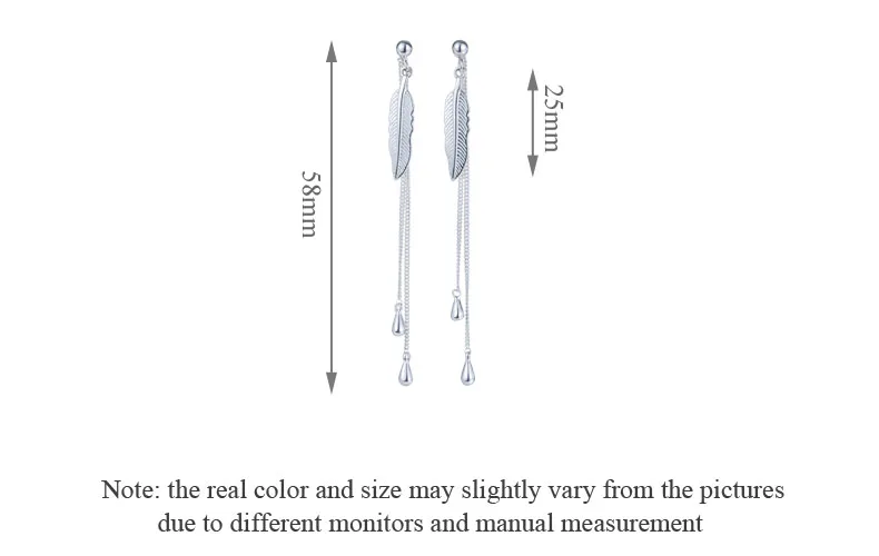 SA SILVERAGE Настоящее 925 Висячие серьги из серебра 925 пробы для женщин ювелирные изделия кисточка с длинными перьями Лидер продаж