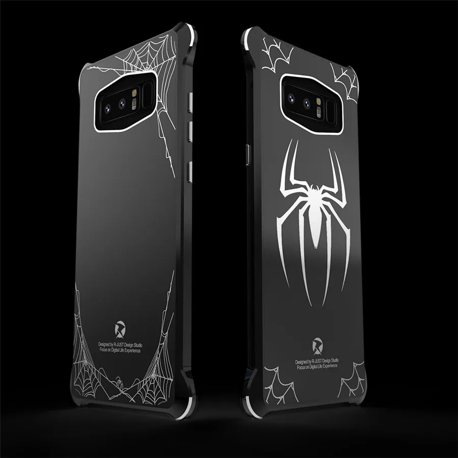 

R-JUST Cool Shockproof Metal Bumper Case For Samsung Galaxy Note 8 Acrylic Back Cover Case For Samsung s9 s9+ iPhone X 7 8 plus