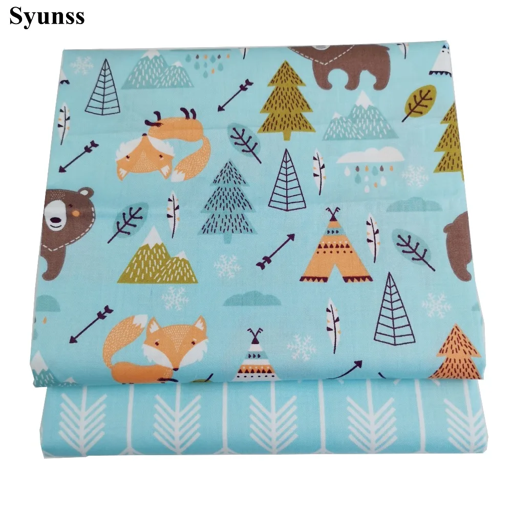 

Syunss Diy Patchwork Cloth For Quilting Baby Cribs Cushions Dress Sewing Tissus Blue Animal Arrow Print Cotton Fabric Tecido