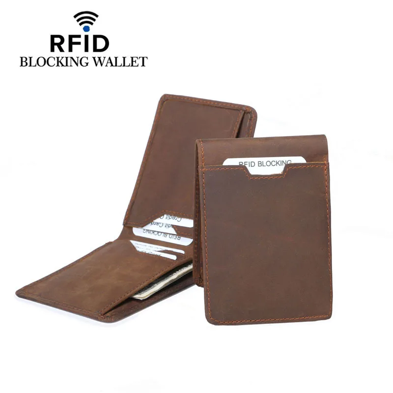 Vintage Designer RFID Blocking Genuine Leather Men Slim Thin Mini Wallet Male Small Purse font b