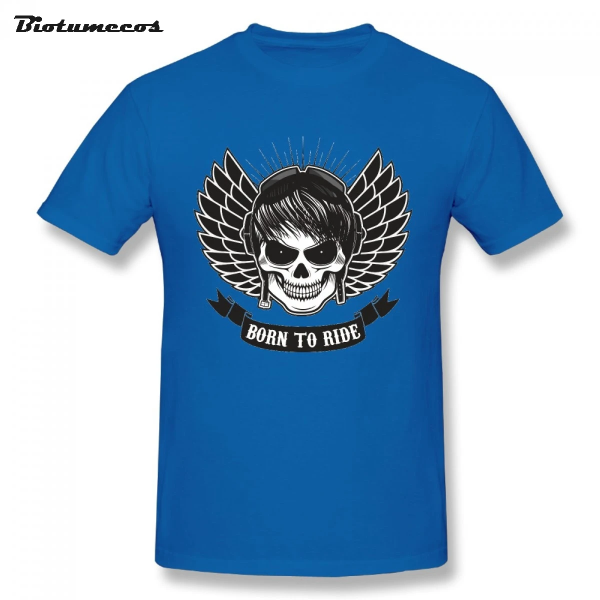 Más el Tamaño de Los Hombres 2017 Alas Del Cráneo Con el Auricular Nacido paseo de Manga Corta Impresa 100% Algodón Camiseta camisa masculina MTK126