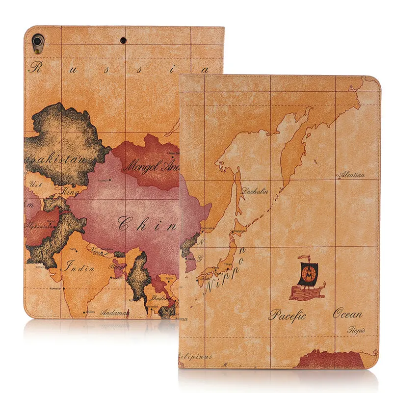 

For Apple iPad 6 5 4 3 2 2019 2018 2017 Air 1 2/for iPad Pro 9.7 10.5 11 12.9 inch Case Map Flip Leather Case Smart Stand Cover