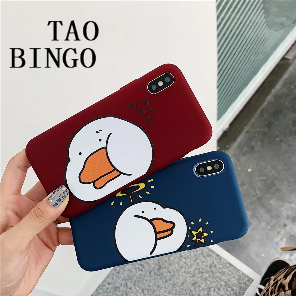 

For IPhone 7 Case Fashion Relief Cute Duck Matte Phone Case for IPhone X XS Max XR 6S 6 7 8 Plus Case Soft Silicon Couples Cover
