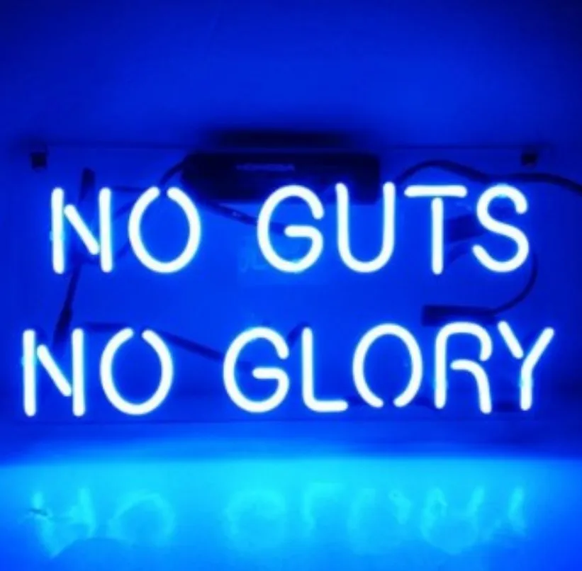 Custom NO GUTS NO GLORY СТЕКЛО Неоновый свет знак пивной бар