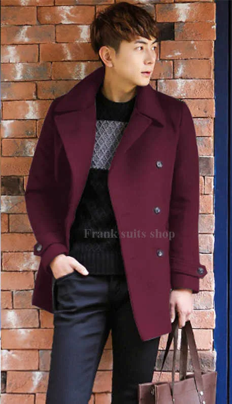 Изготовленный На Заказ осенне-зимнее Однотонное шерстяное пальто средней длины, модная мужская одежда, верхняя одежда, мужские Модные мужские пальто