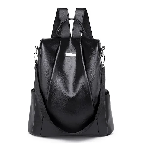 Новые модные повседневные pu женщин anti-theft рюкзак Высокое качество vintage Рюкзаки Женские большей емкости школьная сумка - Цвет: black