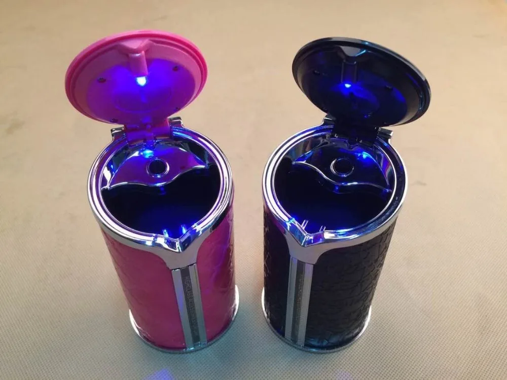 Top grade leather trash can car ashtray car cigarette with lid car