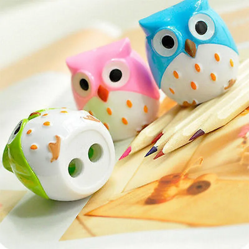 3 pc Random Color Cute Lovely Owl Plastic Pencil Sharpener Creative  For School 