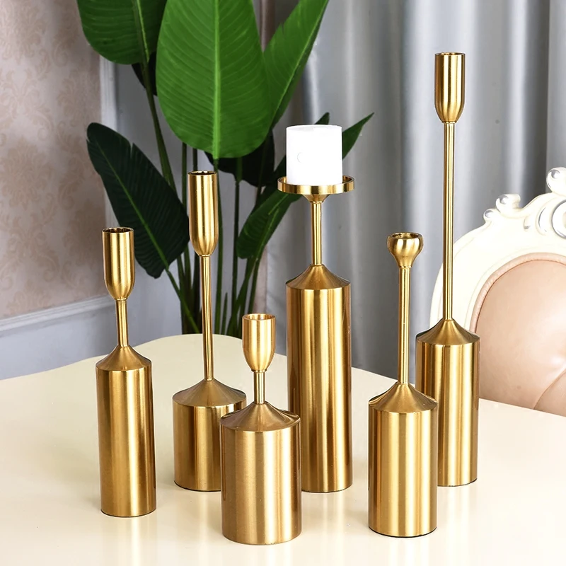 Luxury Gold Candle Holders Candelabros De Cristal Centro De Mesa Metal