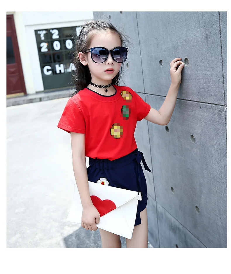 Baby Clothing Sets Girls Children's Cute style 2018 Summer Fashion Flower short sleeve T-shirt and skirt two-piece suit clothes for kids (13)