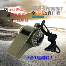 Multifunctional Smart Hiking Metal Carabiner Mini Compass Thermometer  and whistle 3 in 1 for  Outdoor Camping Hiking Tools