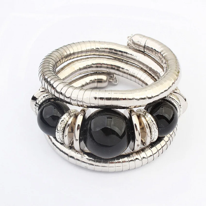 

New 2017 femme Charms Big Beads bracelet resin Vintage Fashion multilayer cuff bracelets & bangles for Women