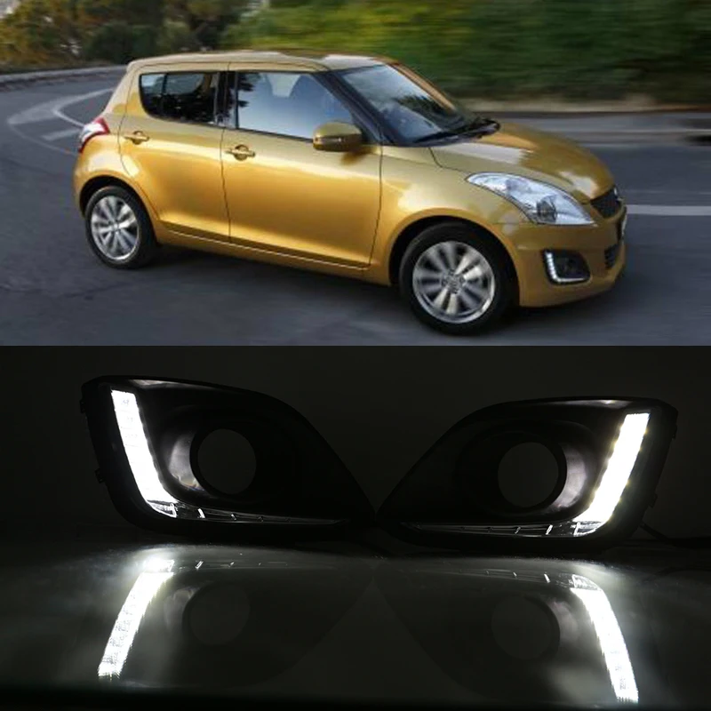 

Car Flashing 2Pcs DRL for Suzuki Swift 2014 2015 2016 12V LED CAR DRL Daytime running lights with fog lamp hole cover