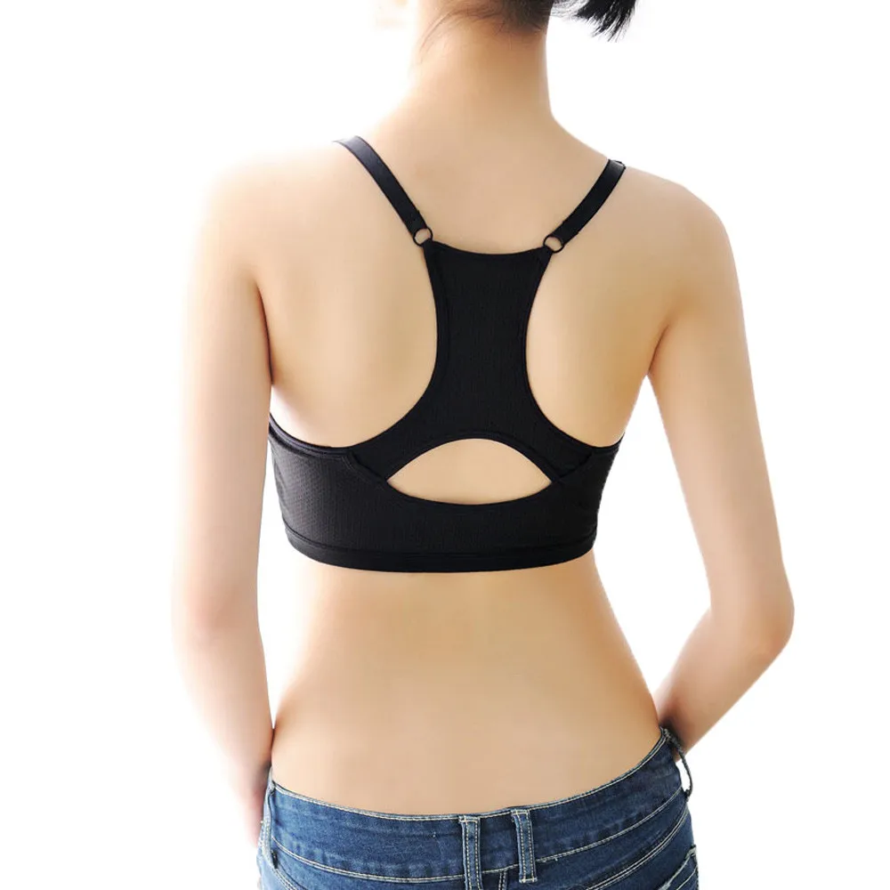 Women Yoga Sports Fitness Bra Backless Stretch Workout Tank Tops Seamless Racerback Padded