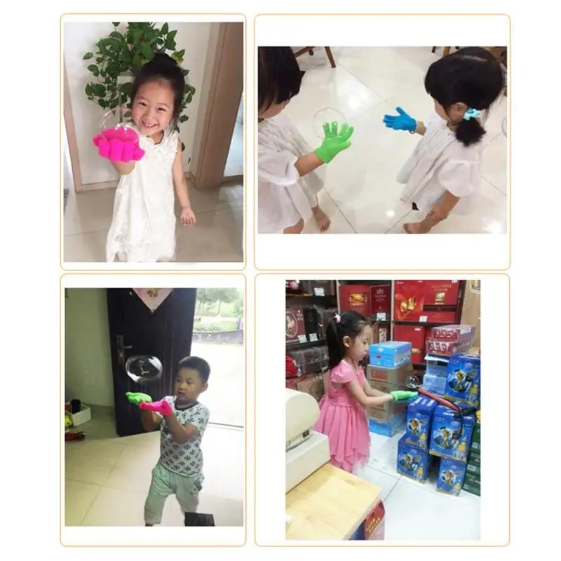 1 Pcs Cartoon Squishy Blowing Bubble Gloves Toys Plastic Magic Palm Bubble Toy Elastic Bubble Blowing Gloves for Kid Playing