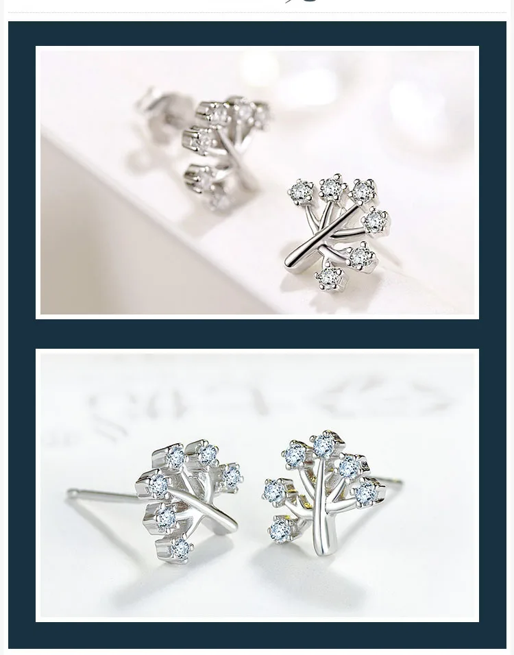 Серьги гвоздики в виде листьев с фианитом|stud earrings|jewelry earringsjewelry silver earrings |