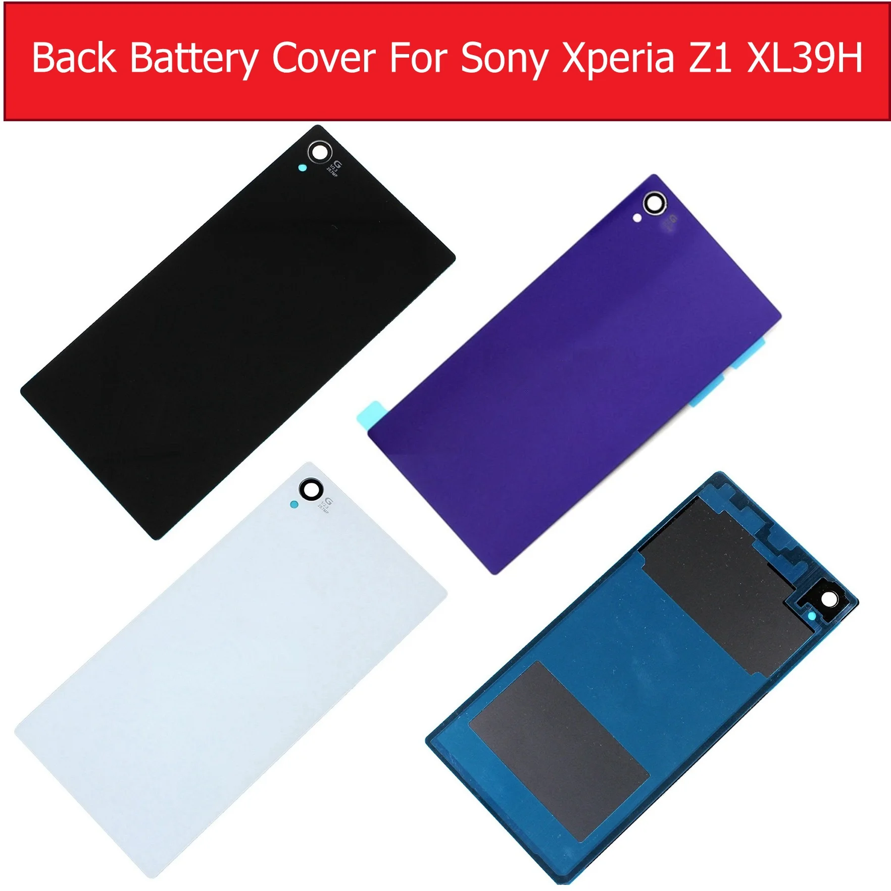 

Back Battery Door Housing Glass Cover for Sony xperia Z1 L39H C6902 C6903 C6905 C6906 Glass Rear Cover case + 1piece film Free
