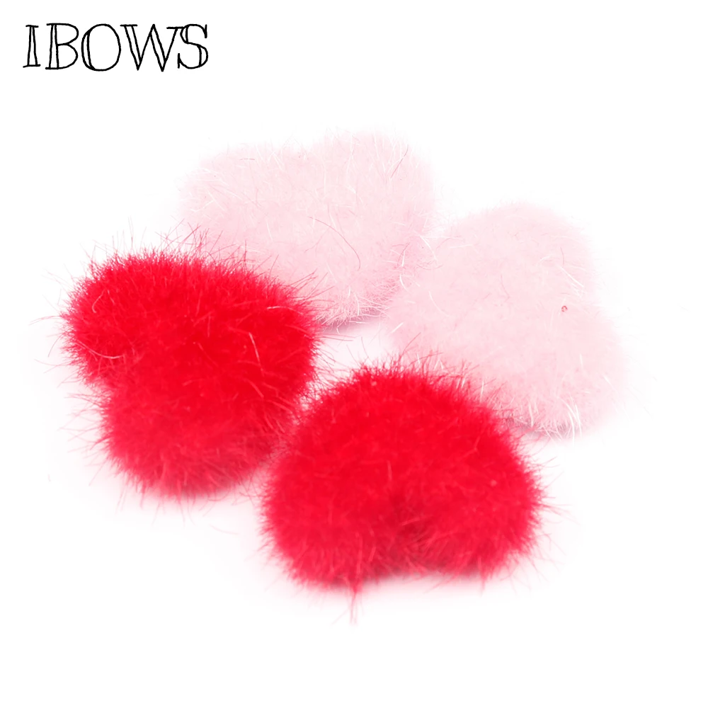 

10pcs 15*20mm Hairy Velvet Fabric Covered Heart Shape Button Flatback DIY Accessories Materials Decoration Buttons Scrapbooking