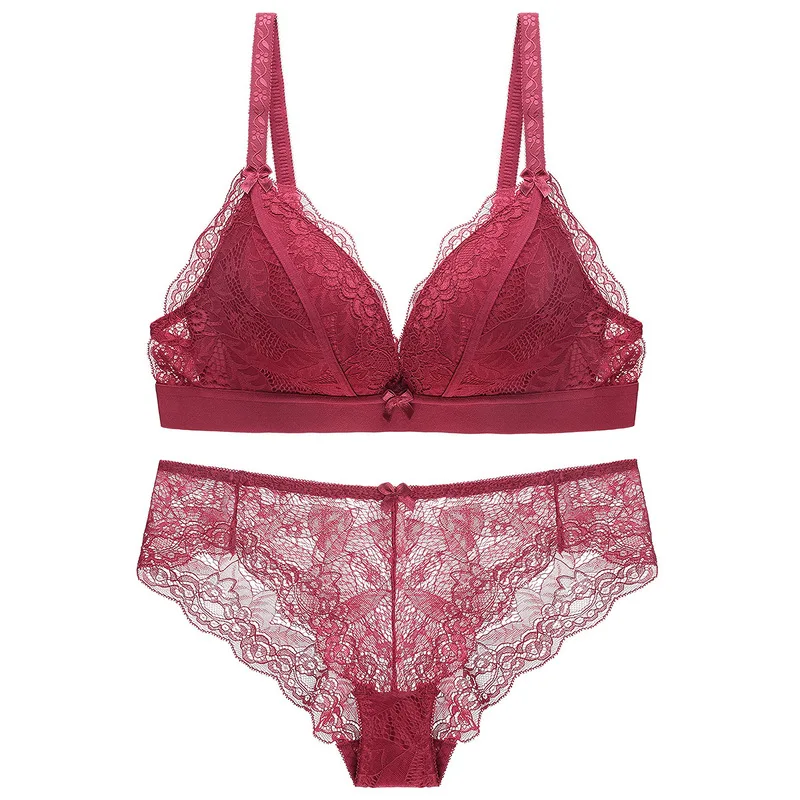 Комплект нижнего белья bralette черного цвета сексуальный кружевной комплект с