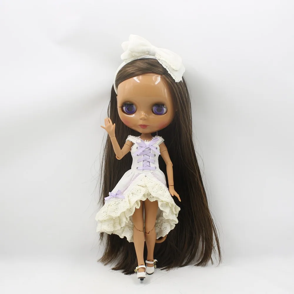 Ледяная Обнаженная кукла Blyth No. BL0521 коричневые длинные волосы суставное тело шоколадная кожа 1/6 BJD