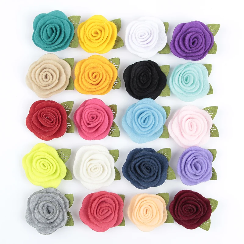 

Yundfly 10pcs 3.5CM Felt Rose Flower Hair Accessories Handmade Rolled Rosettes For Hair Clip Baby Girls Headband