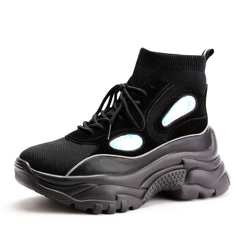 

Dropshipping New High Top Platform Sneakers Women Glitter Ankle Boots Sock Unisex Dad Chunky Woman Sneakers Zapatos De MuJjer