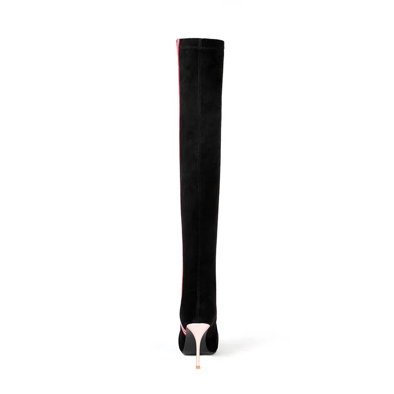 Caliente Alta Tacones Mezclados 2018 Super Zapatos Nueva Moda Colores Zvq Gamuza Cálido Sobre De Venta Rodilla Slip Black La Delgados Invierno Mujer Sexy Chico botas nt0qx