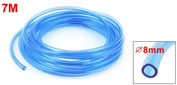 8mm OD 5mm ID Fuel Gas Air Polyurethane PU Tubing Hose Pipe 7M Clear Blue