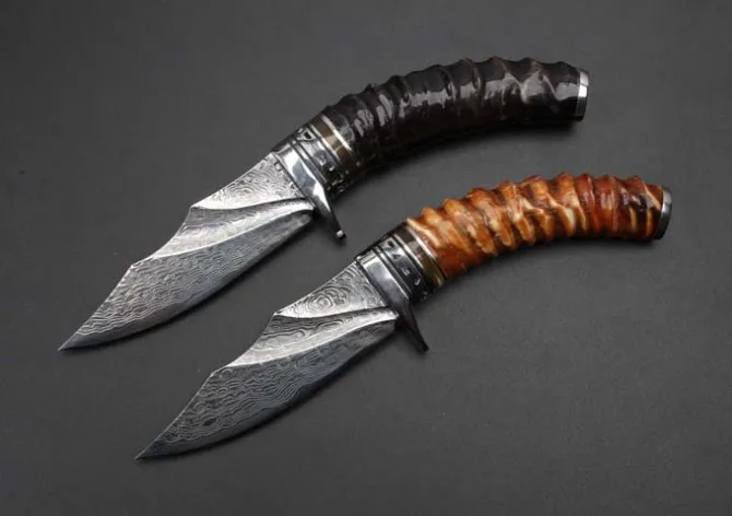 

Collection Damascus Steel Cornu Procaprae Gutturosae Handle Hunting Knife Outdoor Straight Knives Camping Survival Tools Newest
