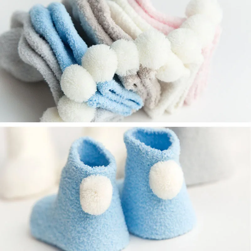 3 пары, зимние короткие носки для маленьких девочек и мальчиков, теплые носки Мягкие короткие носки из кораллового флиса нескользящие носки для малышей носки для новорожденных
