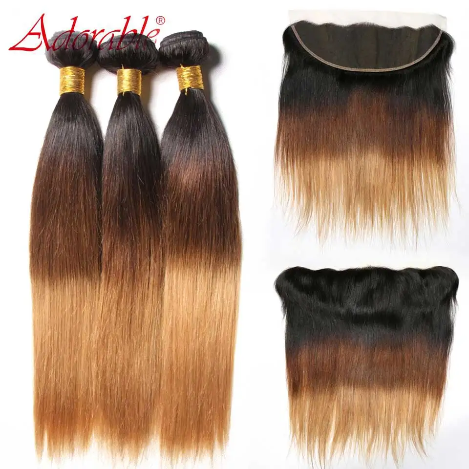 

Hot Selling Brazilian Hair Weave Straight Bundles With Frontal 3 Bundles With Frontal Ombre Human Hair Bundles With Frontal