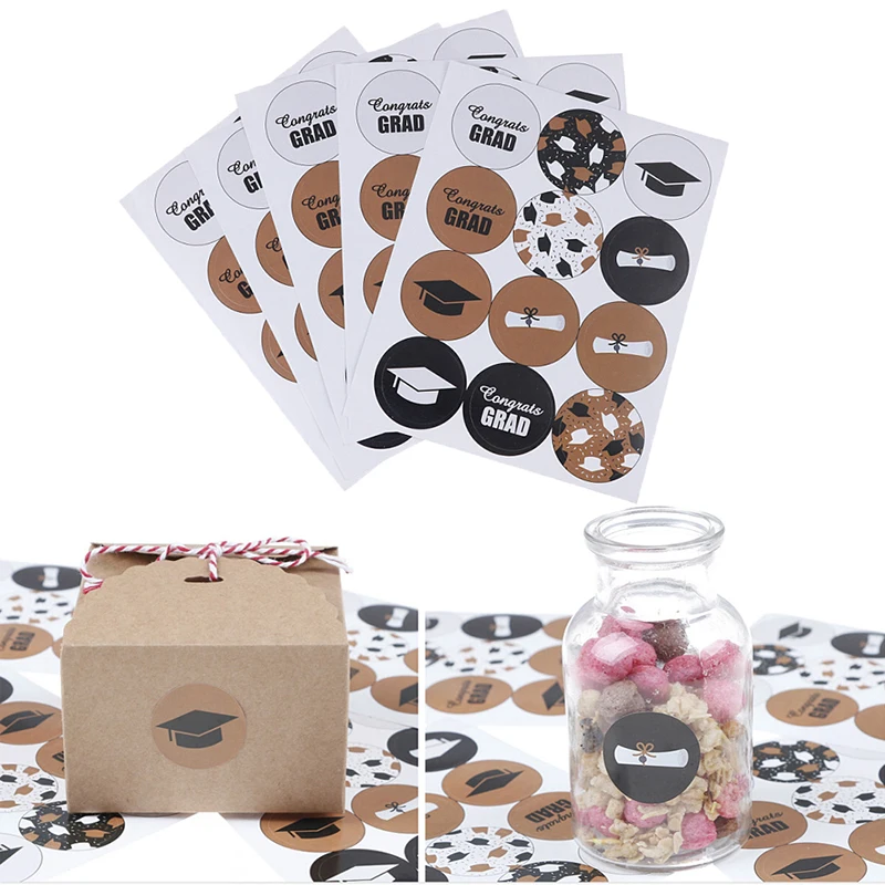 60pcs 2019 Congratulate Grad party Label Sticker Graduation Doctor Hat Mineral Water Bottle Label Graduation Party Decor