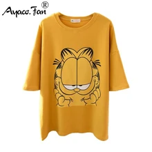 Новинка года; сезон весна-лето; милые свободные женские футболки с принтом кота из мультфильма для девочек; футболка с коротким рукавом; повседневные обтягивающие женские топы