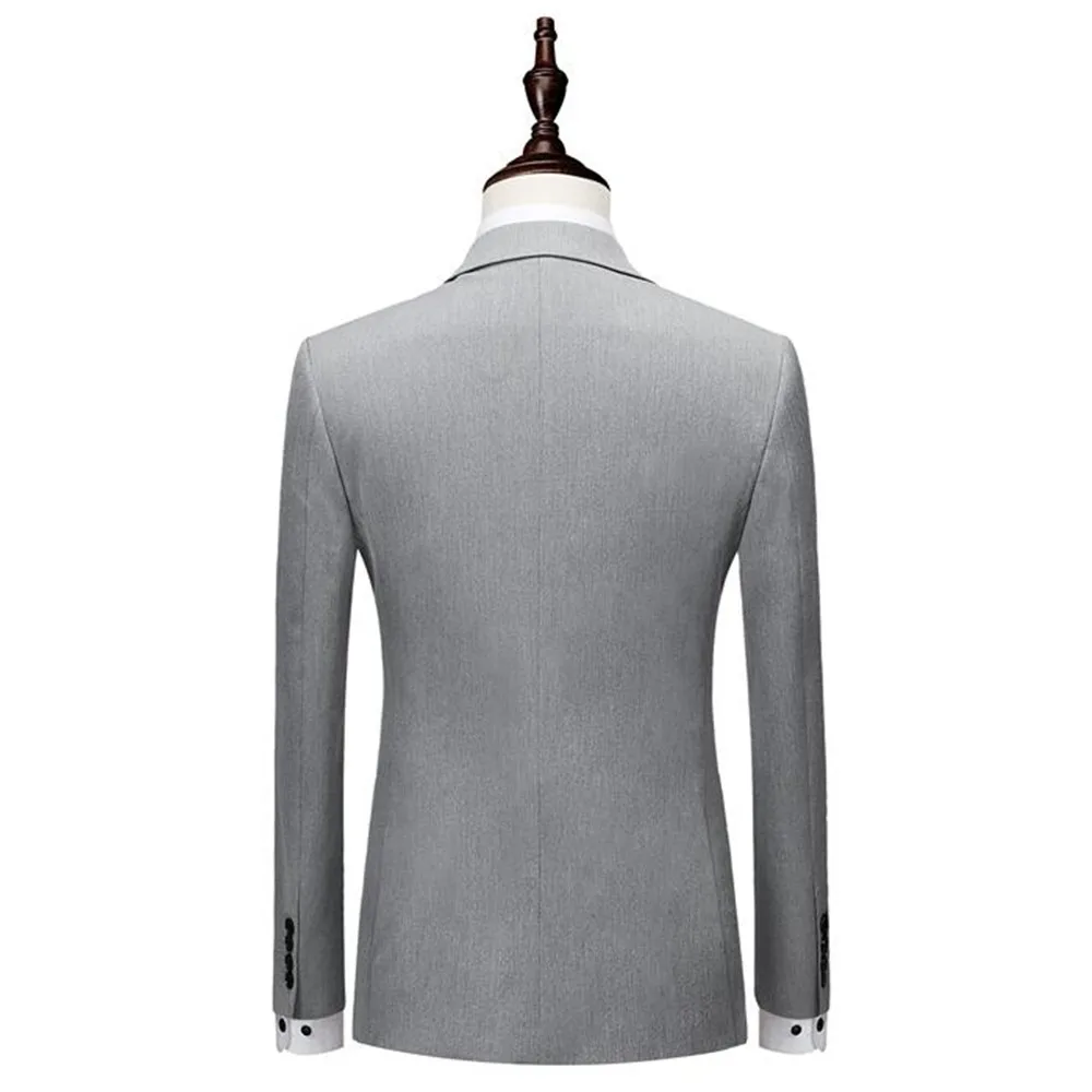 Двубортный новейший дизайн пальто брюки костюм Мужской приталенный Свадебный мужской однотонный черный светильник серый смокинг пиджак+ брюки+ жилет