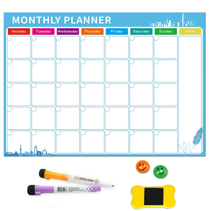 

Magnetic Whiteboard Dry Erase Board Magnets Fridge Refrigerator To-Do List Monthly Daily Planner 2019 Organizer for Kitchen