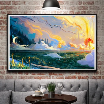 

Artwork Landscape Oil Painting Art Silk Fabric Poster Print Home Decor 12x19 15x24 19x30 22x35 Inches Free Shipping