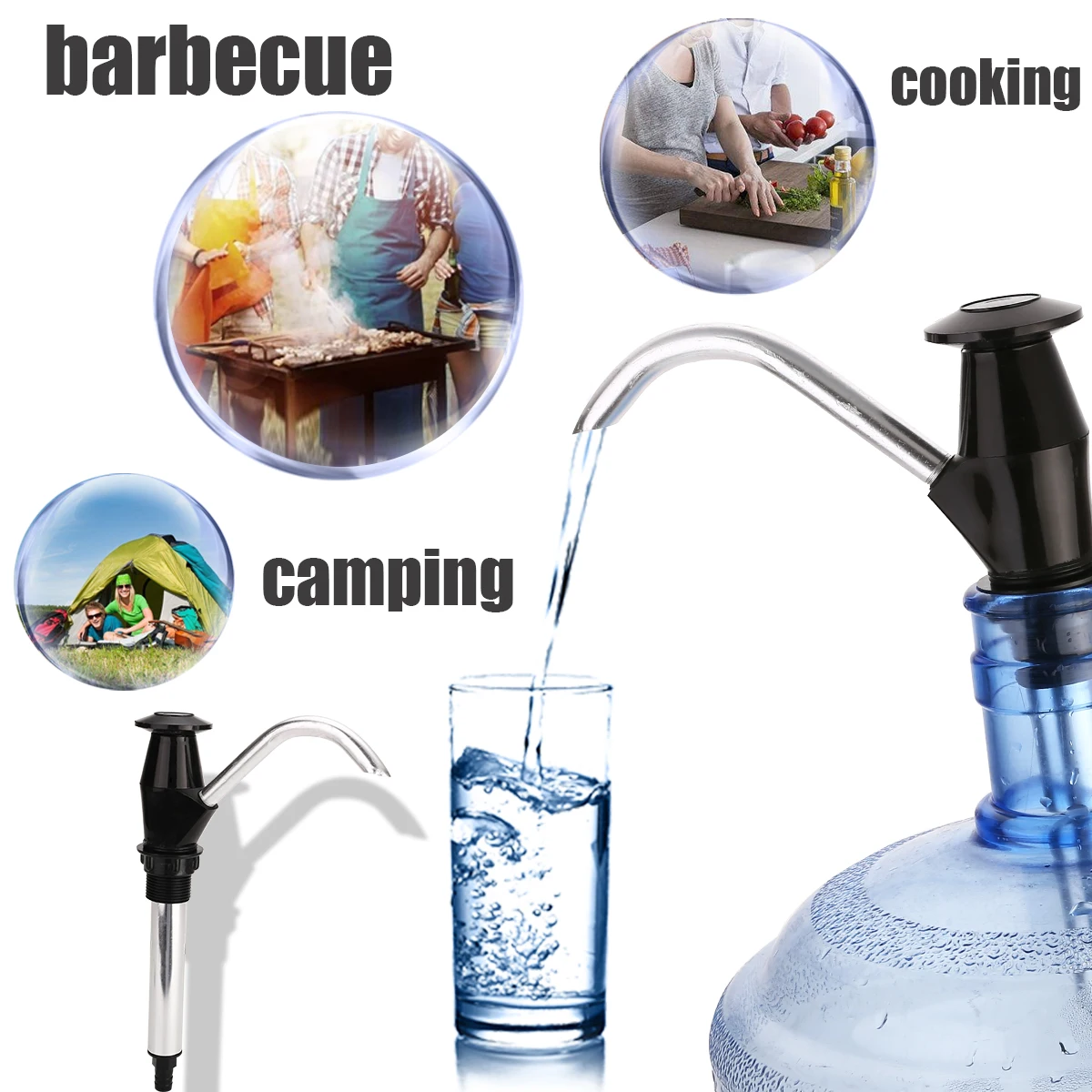 Manual Water Bottle Pumping Faucet Caravan Sink Aluminum Water Hand Pump Tap Camping Trailer Motorhome Drinking Replacement