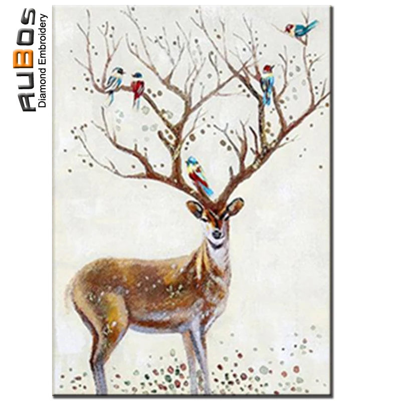 

RUBOS Deer Bird Animals DIY 5D Diamond Painting Diamond Embroidery Mazayka Patterns Rhinestones Mosaic 3D Full Drill Wall decor