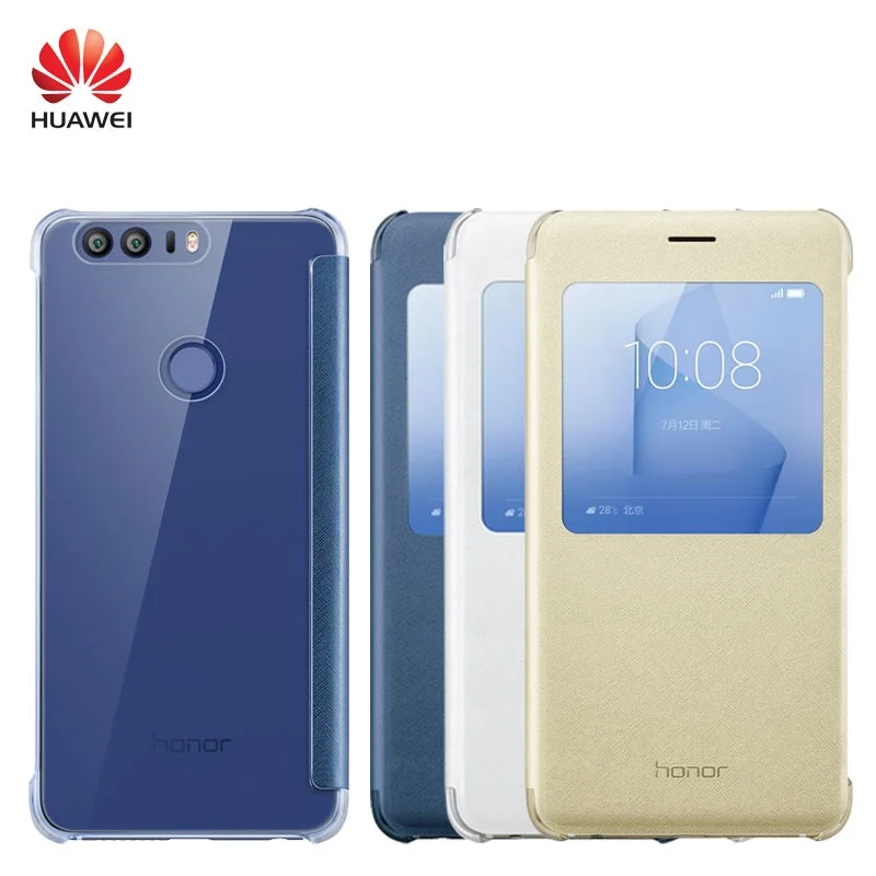 100% Оригинальный кожаный чехол книжка с окошком для смартфона huawei Honor 8 (5 2