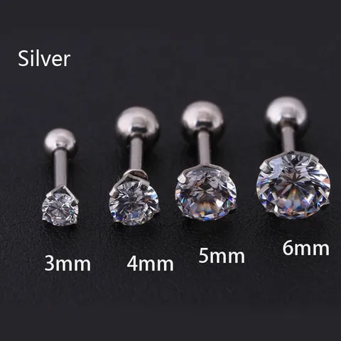 pcs/bag Size 3/4/5/6mm 4 Colors Medical titanium needle True zircon Ear Studs Boys and girls Earrings For DIY Party Earrings