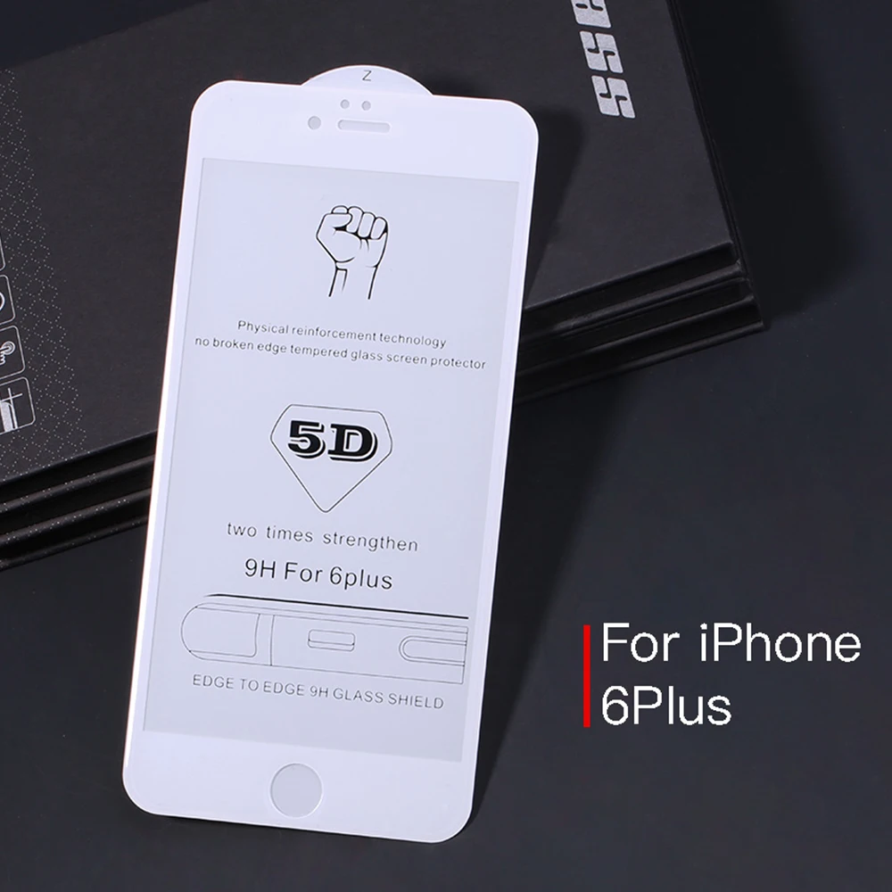 Закаленное стекло 5D 9H для iphone 8 7 6 6s Plus Защита экрана x s полное покрытие защитная