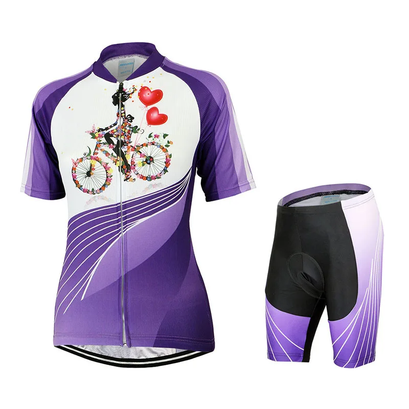 ARSUXEO Women Girl Cycling MTB Short Sleeves Jersey Bike Bicycle Sets