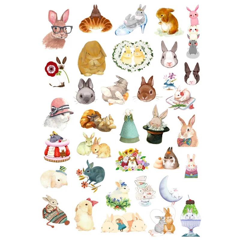 

2 pcs/lot Naughty Rabbit DIY Waterproof Paper Sticker Post It Stationery Scrapbooking Bullet Journal Stickers School Office