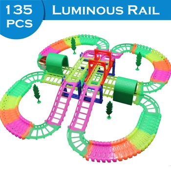 

135PCS Luminous Rail Track Connect 2 Type Railway Magical Racing Track Play Set DIY Bend Flexible Race Track Car Toys for Kids