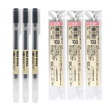 

3pcs MUJI Gel Pen Set with Ink Refill Color Pens Kawaii Office School Supplies Lapices Scrub Japan Black/Blue/Red Gel Ink Pen
