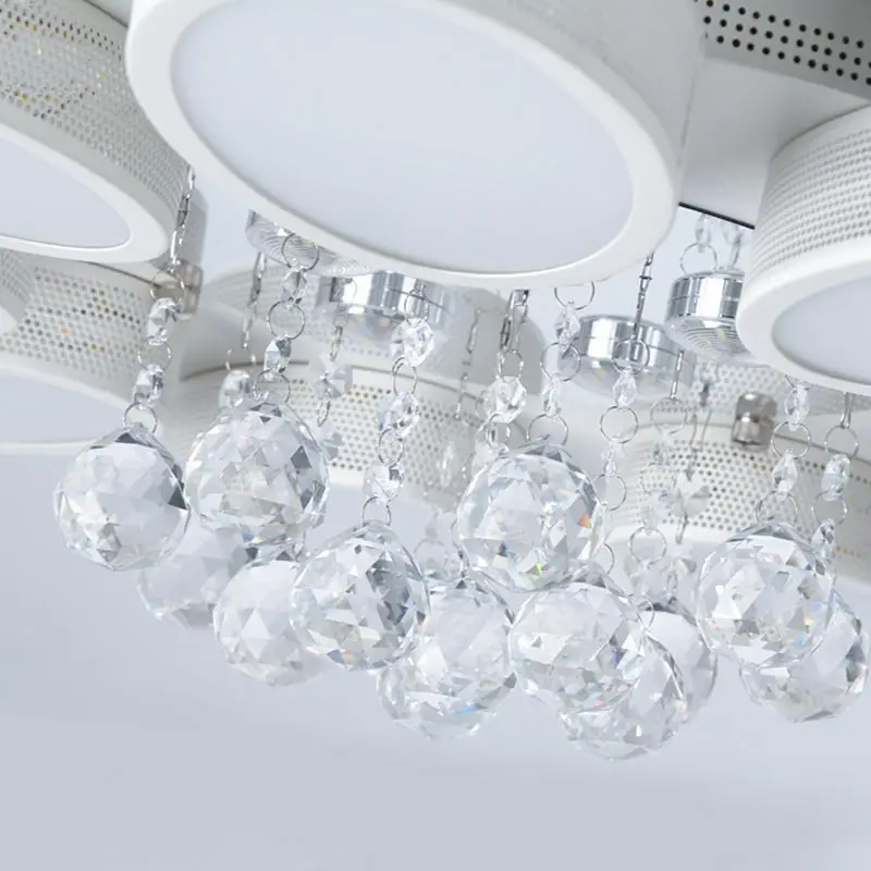  Modern Crystal Chandelier With Remote Control White Acrylic Lamp Living Room Kitchen Foyer Lustre D - 32880972663