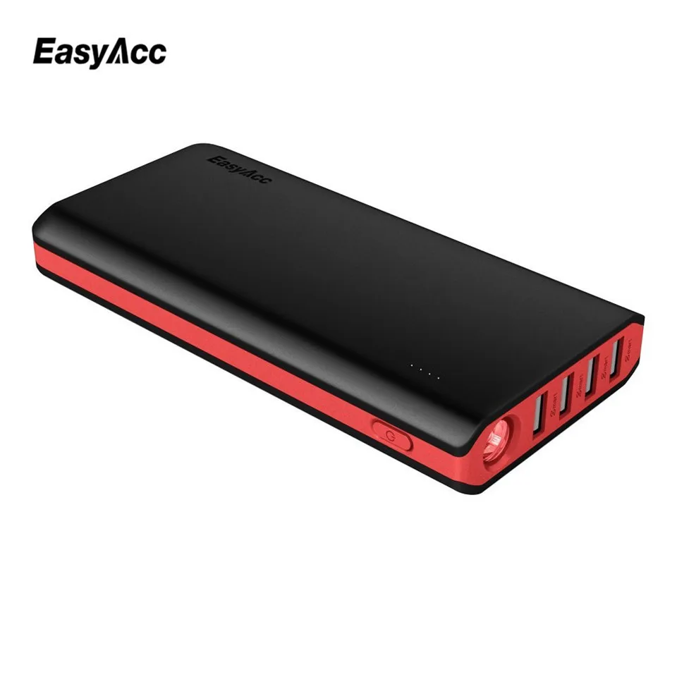 

Easyacc 20000mAh Power Bank with Flashlight 4 USB Port 18650 External Battery Universal Charger For Smart Moblie Phone Tablets